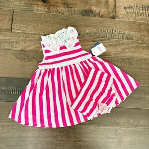 Crown & Ivy Baby Striped Dress Pink White Spring Summer 12M Infant